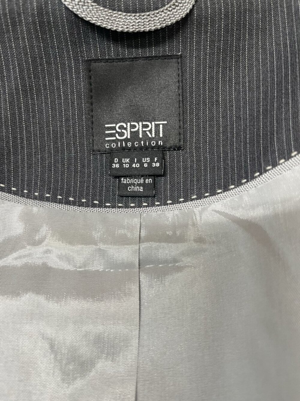 Esprit Black Pinstripe Tailored Blazer Jacket Office Professional woman’s size 6 - Picture 5 of 6